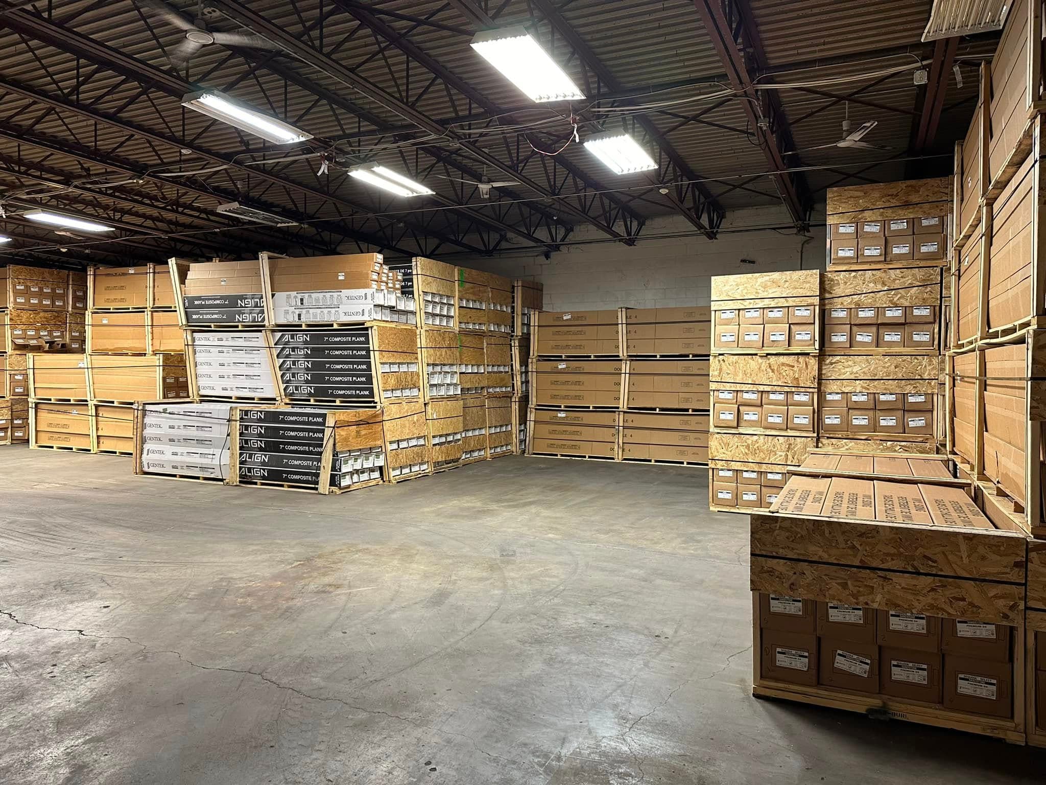 The Suburban Wholesale & Supply warehouse stocked with Gentek and Align building materials