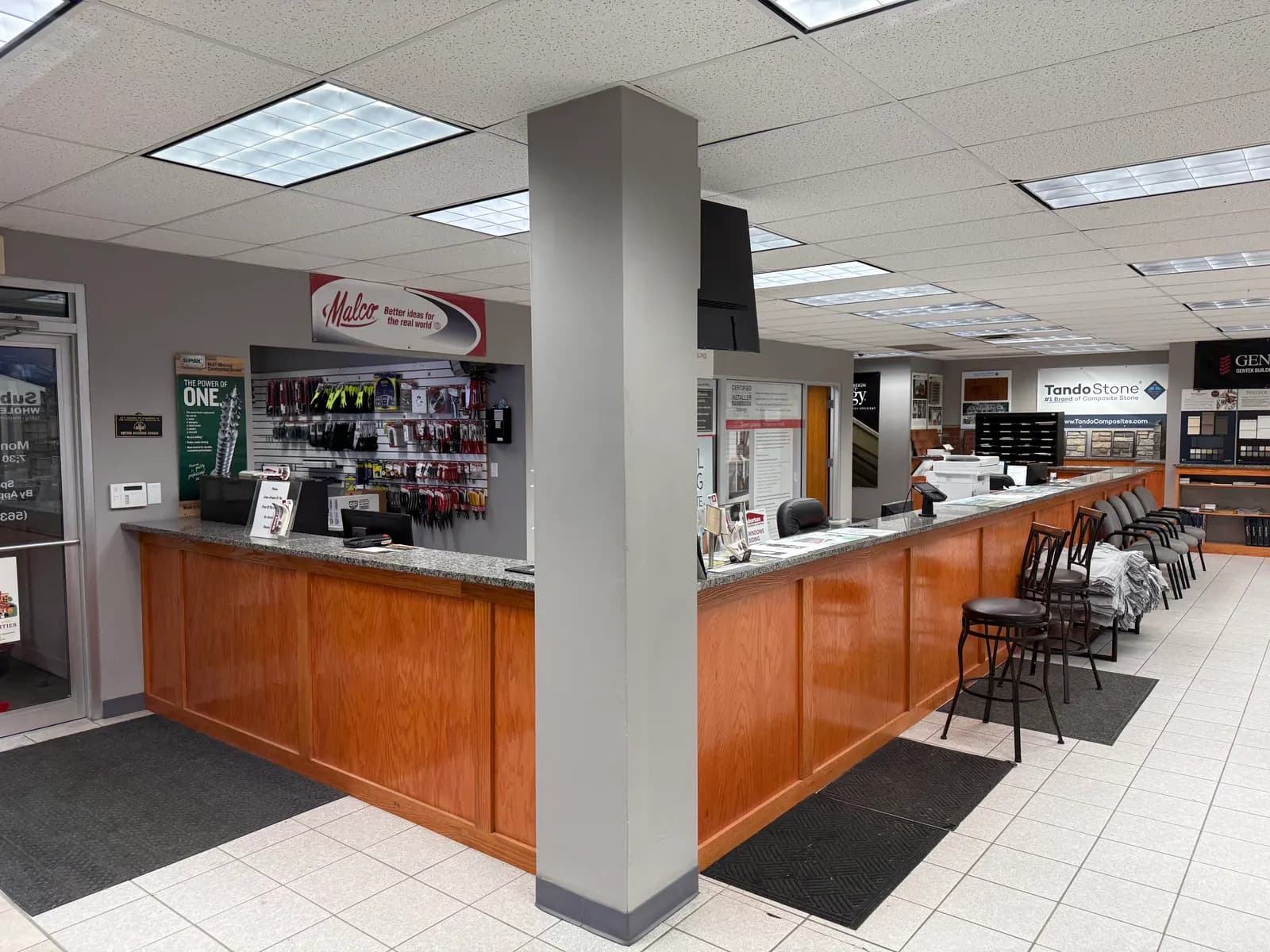 Sales counter with a Malco tool display