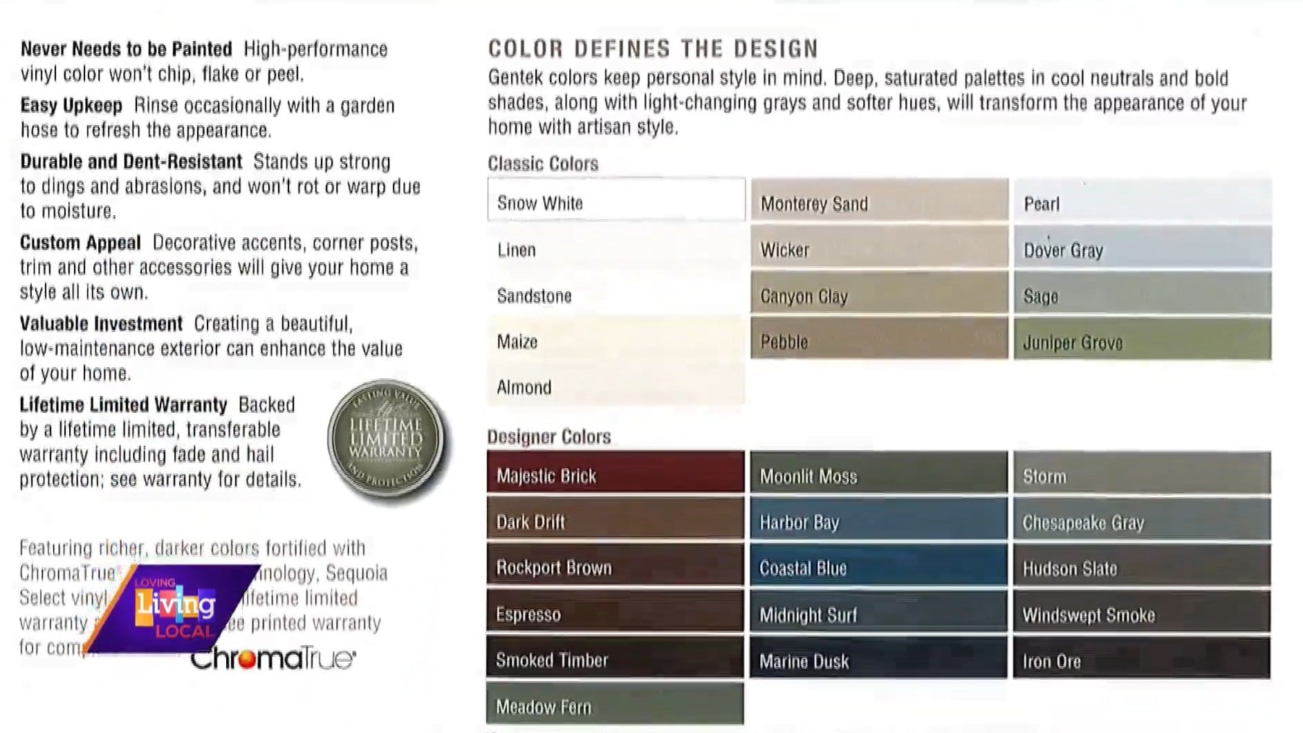 Gentek Sequoia Select Siding | 29 Colors in Stock